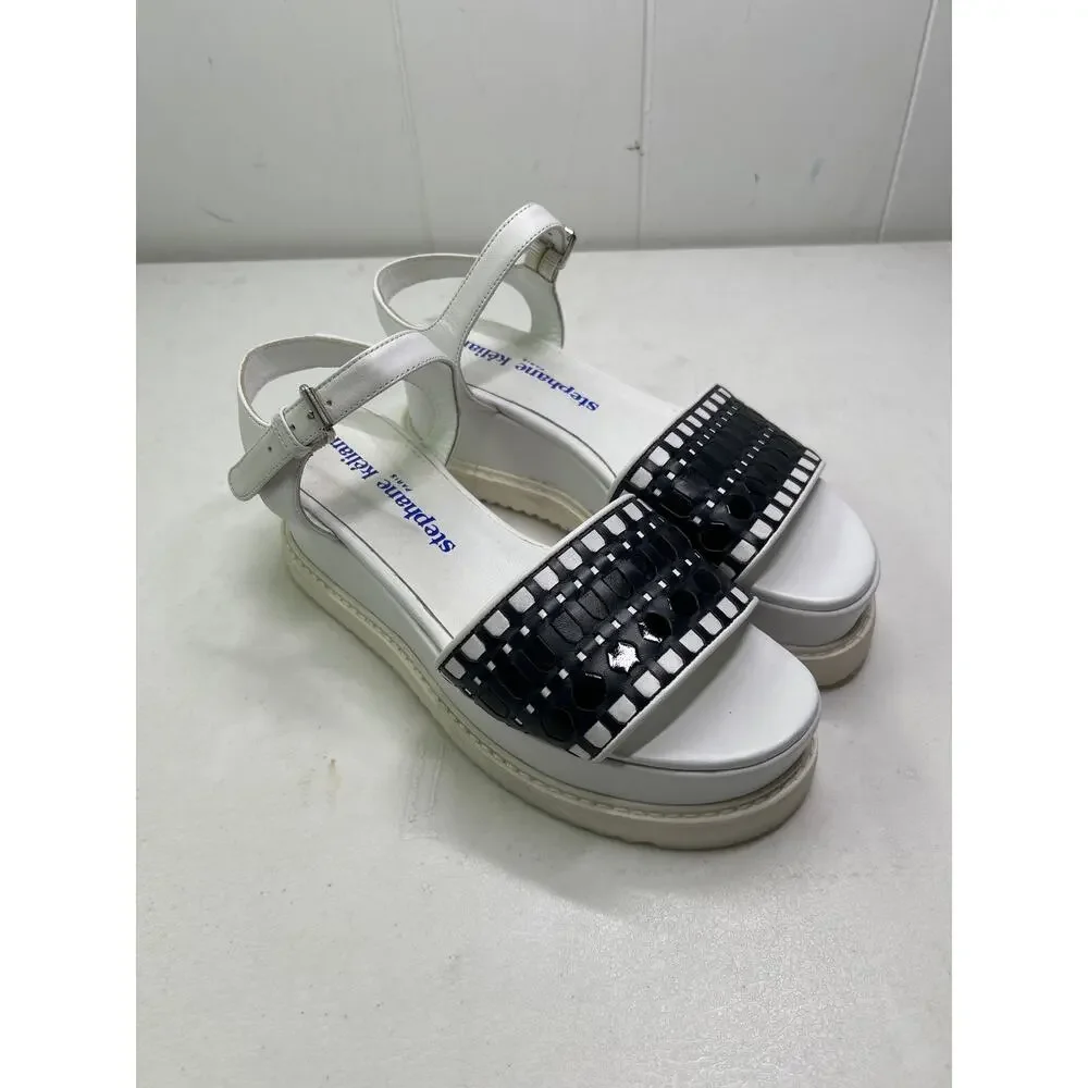 Stephane Kelian Platform Sandals in White/Black Size 39 or US Size 8-8.5